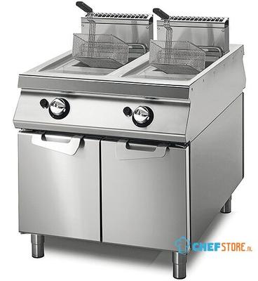 Gas Fryer 22+22 Liters On Cabinet With Door, Virtus VS11080FRGS22 1