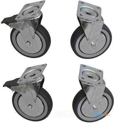 4 "R.V.S" Zwenkwielen Kit in RVS voor Kast - 2 met Rem - Diamond A77KIT/X-U 1