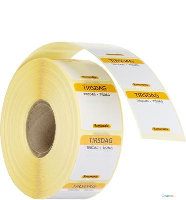 HENDI 850596 Voedselveiligheidsstickers, multifunctioneel, eenvoudig verwijderbaar , , Dinsdag, Geel, 1000 st., 25x25mm