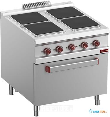 Elektrisch Fornuis Met 4 Vierkante Kookplaten Op Elektrische GN 2/1 Oven - Diamond E9/4PQF8-N 1