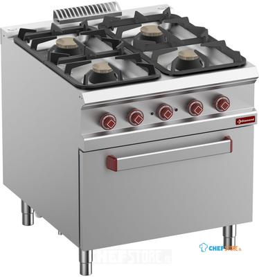 Gasfornuis Met 4 Branders Op Elektrische Oven GN 2/1 - Diamond G9/4BFE8-N 1