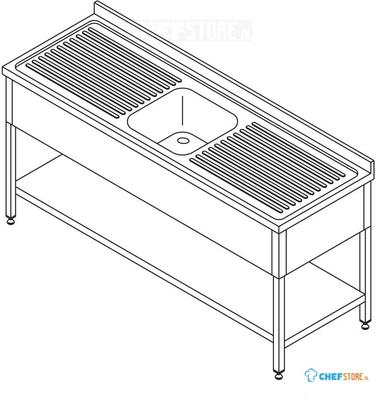 Maxima Spoeltafel - 160 X 60 cm - 1 Wasbak - incl. Spatrand en Onderschap - 09393955