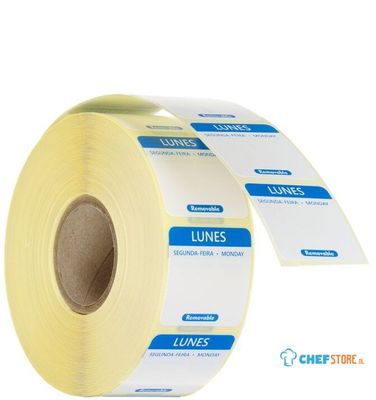 HENDI 850800 Voedselveiligheid dagstickers, herbruikbaar, , Maandag, Blauw, 1000 st., 25x25mm