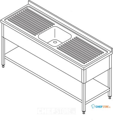 Maxima Spoeltafel - 160 X 60 cm - 1 Wasbak - incl. Spatrand en Onderschap - 09393955