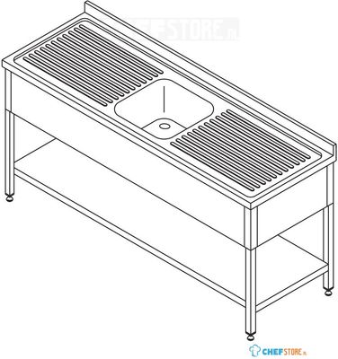 Maxima Spoeltafel - 160 X 60 cm - 1 Wasbak - incl. Spatrand en Onderschap - 09393955