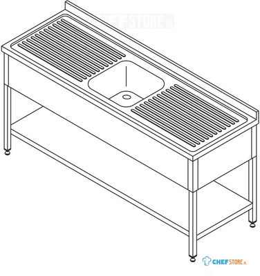 Maxima Spoeltafel - 140 X 70 cm - 1 Wasbak - incl. Spatrand en Onderschap - 09393959
