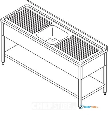 Maxima Spoeltafel - 140 X 70 cm - 1 Wasbak - incl. Spatrand en Onderschap - 09393959