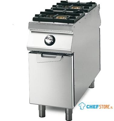 Gas Range With 2 Burners On Cabinet With Door, Stainless Steel Containers, Two-Sided Panel Control, Virtus VS11040PCG 1