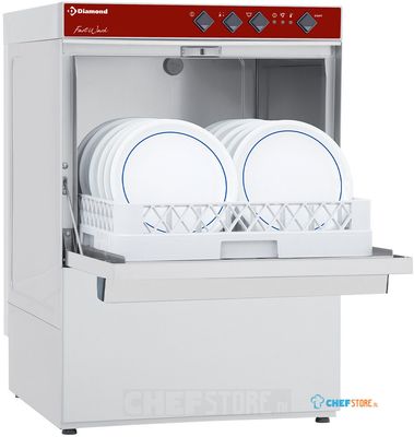 Diamond DC502/6M-PSD5 Vaatwasser mand 500x500 mm (230/1N) + afvoerpomp en doseerder van vloeibaar wasmiddel