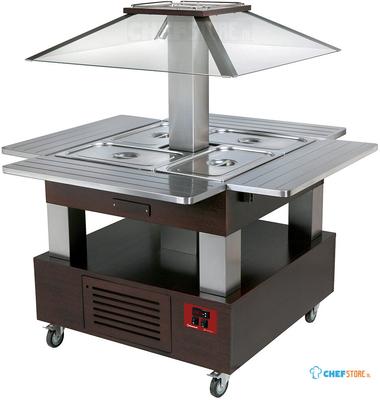 Eiland bain-marie | Warm buffet | 4x GN 1/1-150 (Wengé hout) | CBM/4D-B1 | Diamond 1