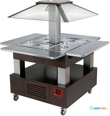 Eiland bain-marie | Warm buffet | 4x GN 1/1-150 (Wengé hout) | CBM/4D-B1 | Diamond 1