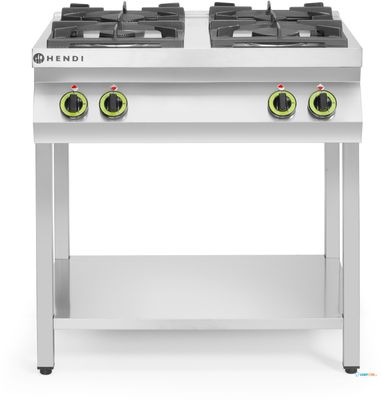 Gasfornuis Kitchen Line 4-Pits Open Standaard, HENDI, Kitchen Line, 19kW, 800x700x(H)900mm - 227589
