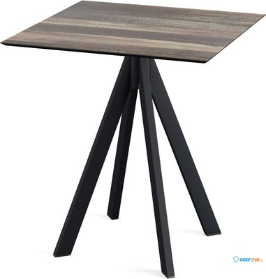 Infinity Terrastafel Zwart Frame + Tropical Wood HPL 70x70 cm - Essentials 120011277