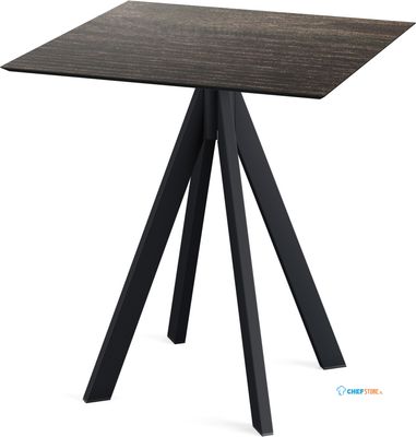 Infinity Terrastafel Zwart Frame + Riverwashed Wood HPL 70x70 cm - Essentials 120011477