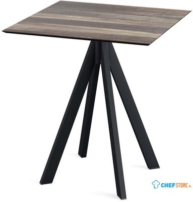 Infinity Terrastafel Zwart Frame + Tropical Wood HPL 70x70 cm - Essentials 120011277