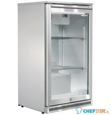 AlFresco Outdoor Backbar koeler - volledig RVS - 1-deurs - deurslot - LED-verlichting - ventitator - 0 tot 10 ℃ - elektronische thermostaat - Husky C1AF-HS-STEEL 1