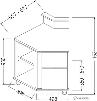 Neutrale Bar-Toonbanken Met Voorziening Voor Een Dienst Tablet 45° (open) - Diamond AB45X/5 1