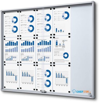 Syna Indoor Vergrendelbaar Notitiebord met Schuifdeuren Slim met Veiligheidshoeken 15 X A4 - SCSLR15XA4