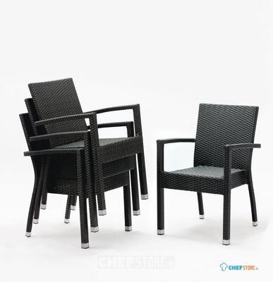 Bolero kunststof rotan stoel met armleuning antraciet | DL477