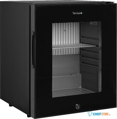 TEFCOLD Zwarte Minibar met Randloze Glazen Deur - TM33G