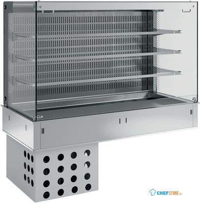 Muurmodel met Topelement En "vierkante" Open Uitstalvitrine 3 Niveau's (met Gordijn), Gekoeld, Geforceerd, 3x GN1/1 - Diamond DPA/CTVA312-R2 1