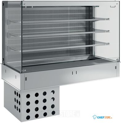 Muurmodel met Topelement En "vierkante" Open Uitstalvitrine 3 Niveau's (met Gordijn), Gekoeld, Geforceerd, 4x GN1/1 - Diamond DPA/CTVA315-R2 1