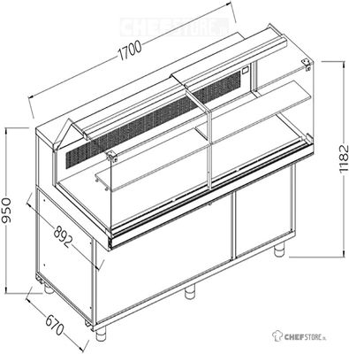 Diamond Vitrine toonbank neutraal x bakkerij EN & GN, laag glas | PB17X 1