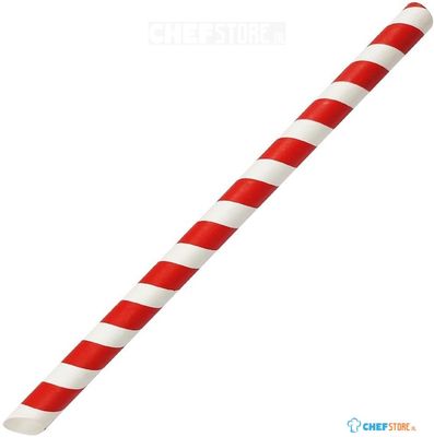 Fiesta Compostable Fiesta Composteerbare Bubble Tea Rietjes Rood & Wit 12x210mm (Verpakking van 150) - HU368