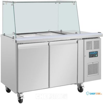 Polar U-Serie Tweedeurs Saladette met Vierkant Kuchscherm - Polar UA017