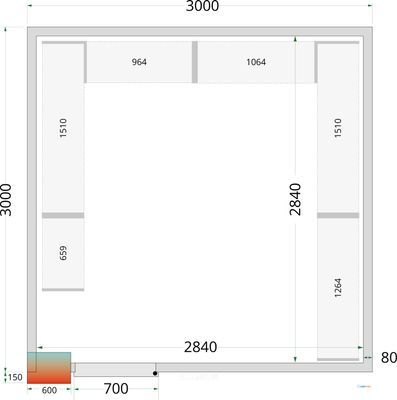 Koelcelpanelen met 80 mm Isolatie - zonder Vloer - CR 300X300X212 NF