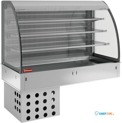 Muurmodel met Topelement En Open Uitstalvitrine 3 Niveau's (met Gordijn), Gekoeld, Geforceerd, 3x GN1/1 - Diamond DPA/BTVA312-R2 1