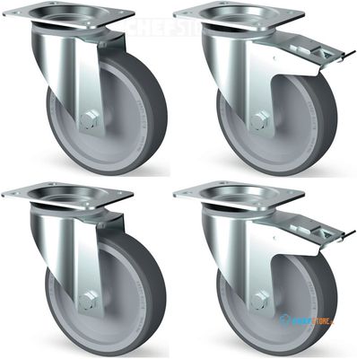 Set 4 Zwenkwielen In Rvs 2 Met Rem | Diamond | TIK4-L 1