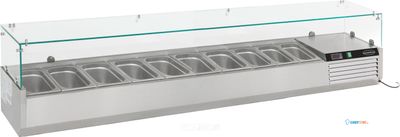 Gekoelde Opzetvitrine | 10x 1/4 GN | Glaswand | RVS | Combisteel | 7450.0013