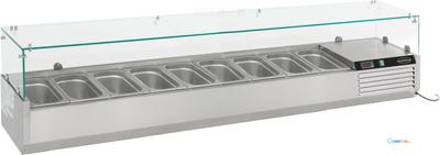 Gekoelde Opzetvitrine | 9x 1/3 GN | Glaswand | RVS | Combisteel | 7450.0023