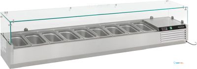 Gekoelde Opzetvitrine | 9x 1/3 GN | Glaswand | RVS | Combisteel | 7450.0023