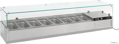 Gekoelde Opzetvitrine | 8x 1/4 GN | Glaswand | RVS | Combisteel | 7450.0011