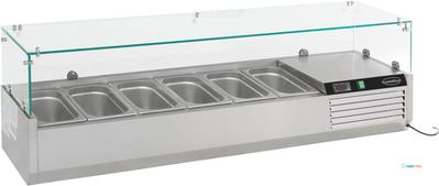 Gekoelde Opzetvitrine | 6x 1/4 GN | Glaswand | RVS | Combisteel | 7450.0007