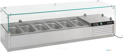 Gekoelde Opzetvitrine | 6x 1/3 GN | Glaswand | RVS | Combisteel | 7450.0018