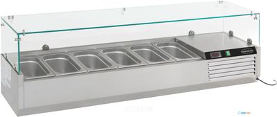Gekoelde Opzetvitrine | 6x 1/3 GN | Glaswand | RVS | Combisteel | 7450.0018