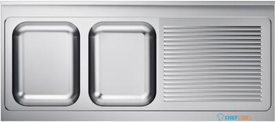 Spoeltafelblad | 2 Links | 160 x 70cm | Combisteel | 7013.1160 1