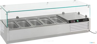 Gekoelde Opzetvitrine | 5x 1/4 GN | Glaswand | Combisteel | 7450.0005 1