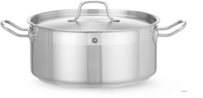 Kookpan Laag - met Deksel - HENDI - Profi Line - 7,5 Liter - Diameter 28 cm - Hoogte 12 cm - 830505