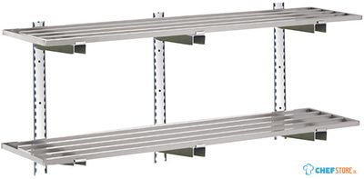 Gastro M HZ775 Gastro-M complete wandrek 2 niveaus 140x40cm - complete montageset (excl. schroeven)