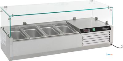 Gekoelde Opzetvitrine | 4x 1/3 GN | Glaswand | RVS | Combisteel | 7450.0015