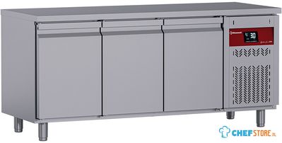 Diamond DT178/P9H Geventileerde koelwerkbank, 3 deuren GN 1/1, 405 Lit.