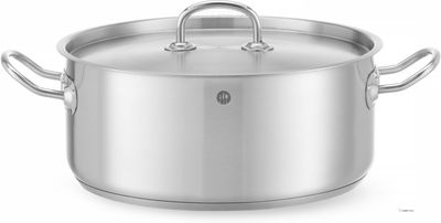 Kookpan Laag - met Deksel - HENDI - Kitchen Line - 7,3 Liter - Diameter 28 cm - Hoogte 12 cm - 836033