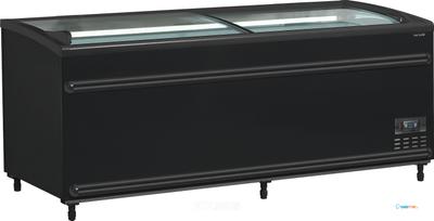 TEFCOLD Zwarte Supermarktkoeler/-Vriezer met Gebogen Glas voor Volledige Zichtbaarheid - SFI185B-CF VS