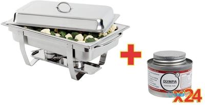 S517 Oferta especial 1 chafing dish y 24 latas de combustible líquido Olympia