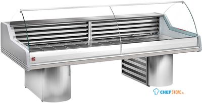 Gekoelde Vitrine toonbank B=250cm | Gebogen Ruit | Grijs | Diamond | SG25B/A1-R2 1