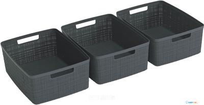 JUTE RECYCLING Set van 3 Opbergmanden M 12L - 251444 1